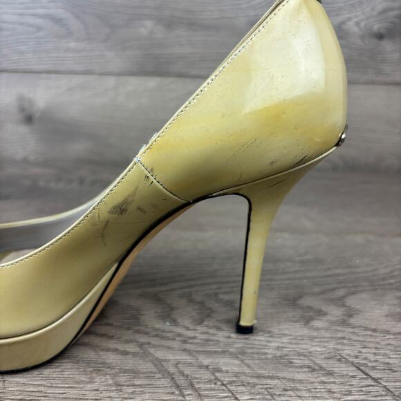 CHRISTIAN DIOR Beige Leather Peep-Toe Platform High Heels Pumps Women's 7 / 38 - Picture 10 of 10